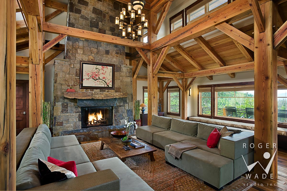 living room toward fireplace and deck, steamboat springs, co