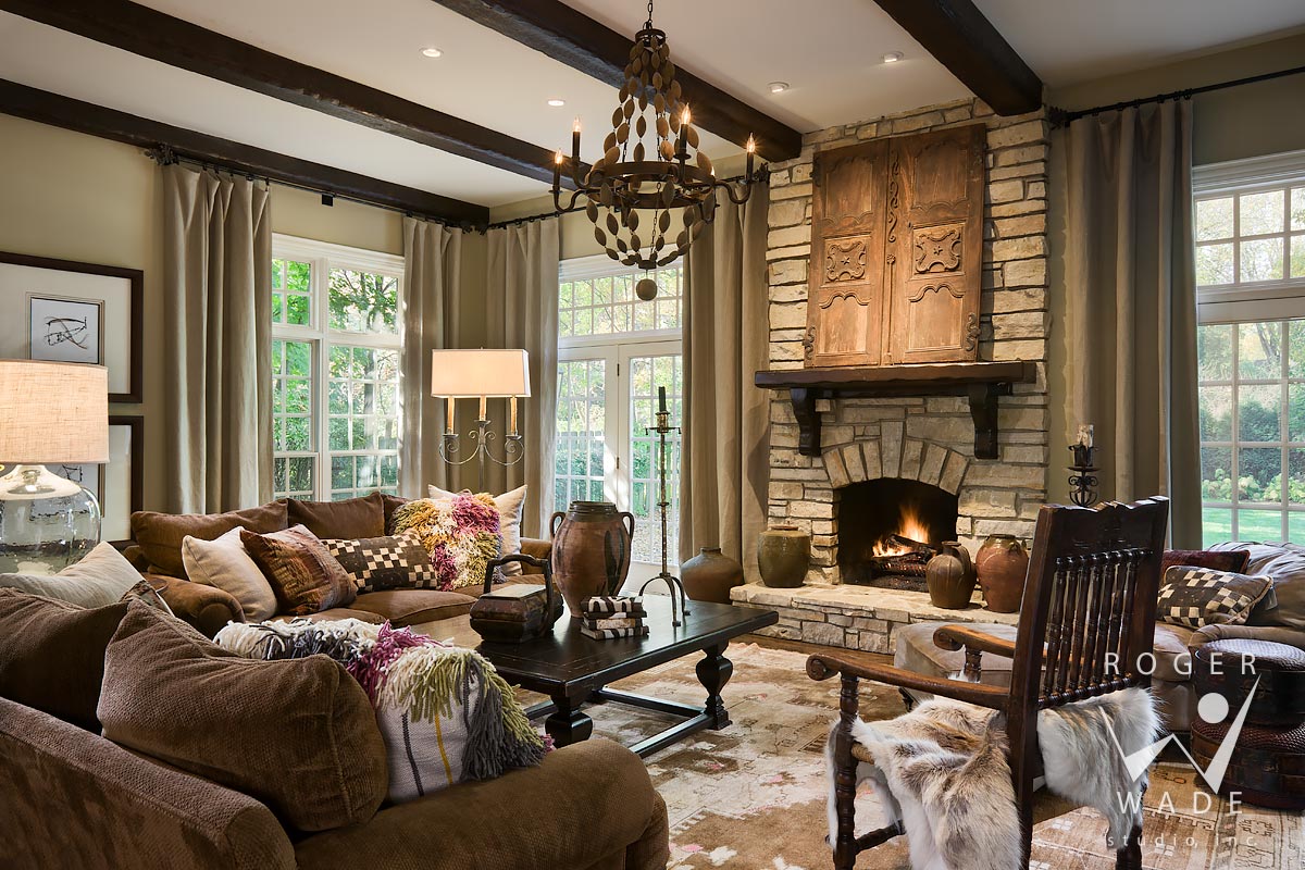 residential photography, traditional architecture, family room, hinsdale, il