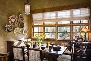 breakfast nook of luxury mountain home with traditional interior design